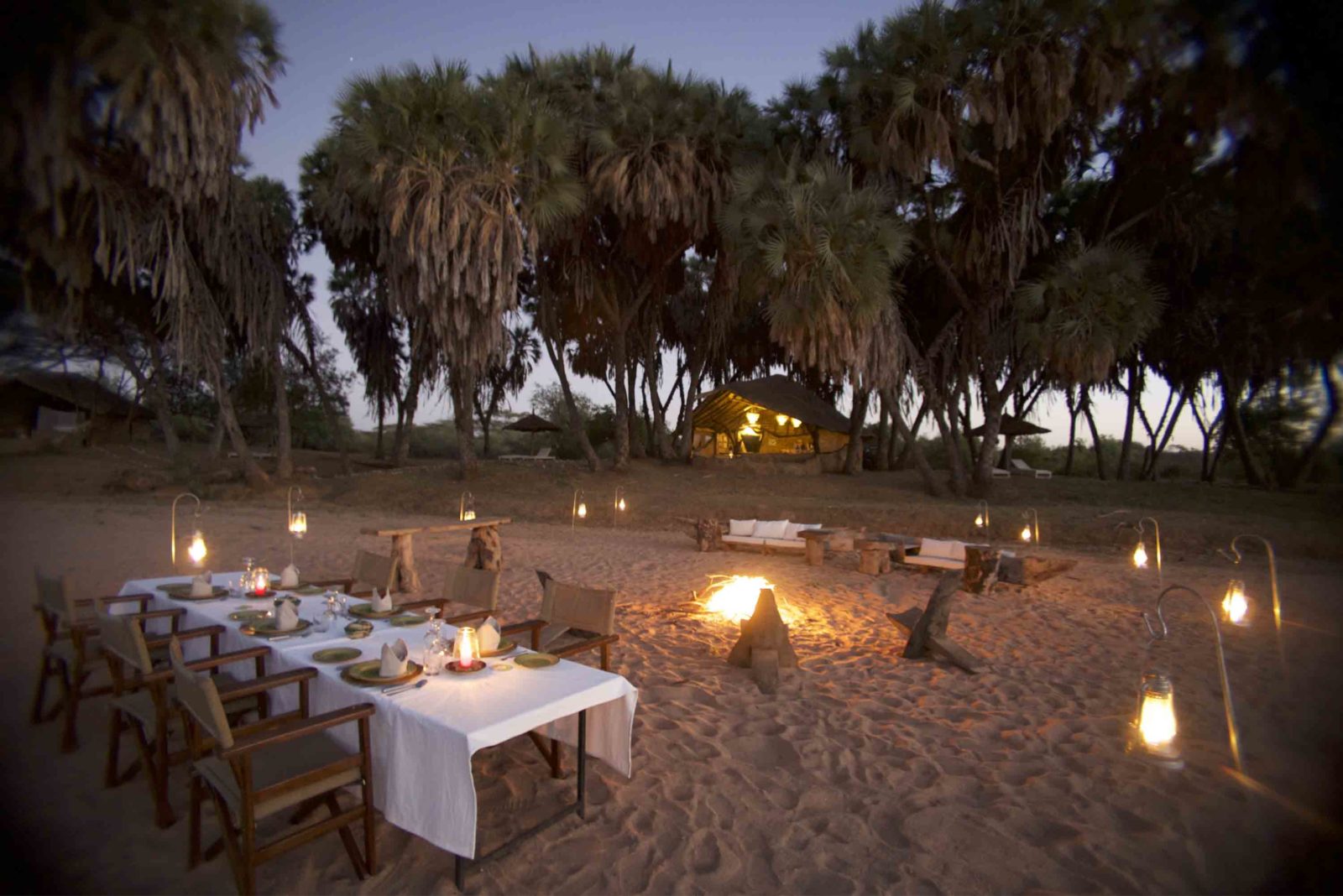 Dinner by the dry river bed at Saruni Rhino