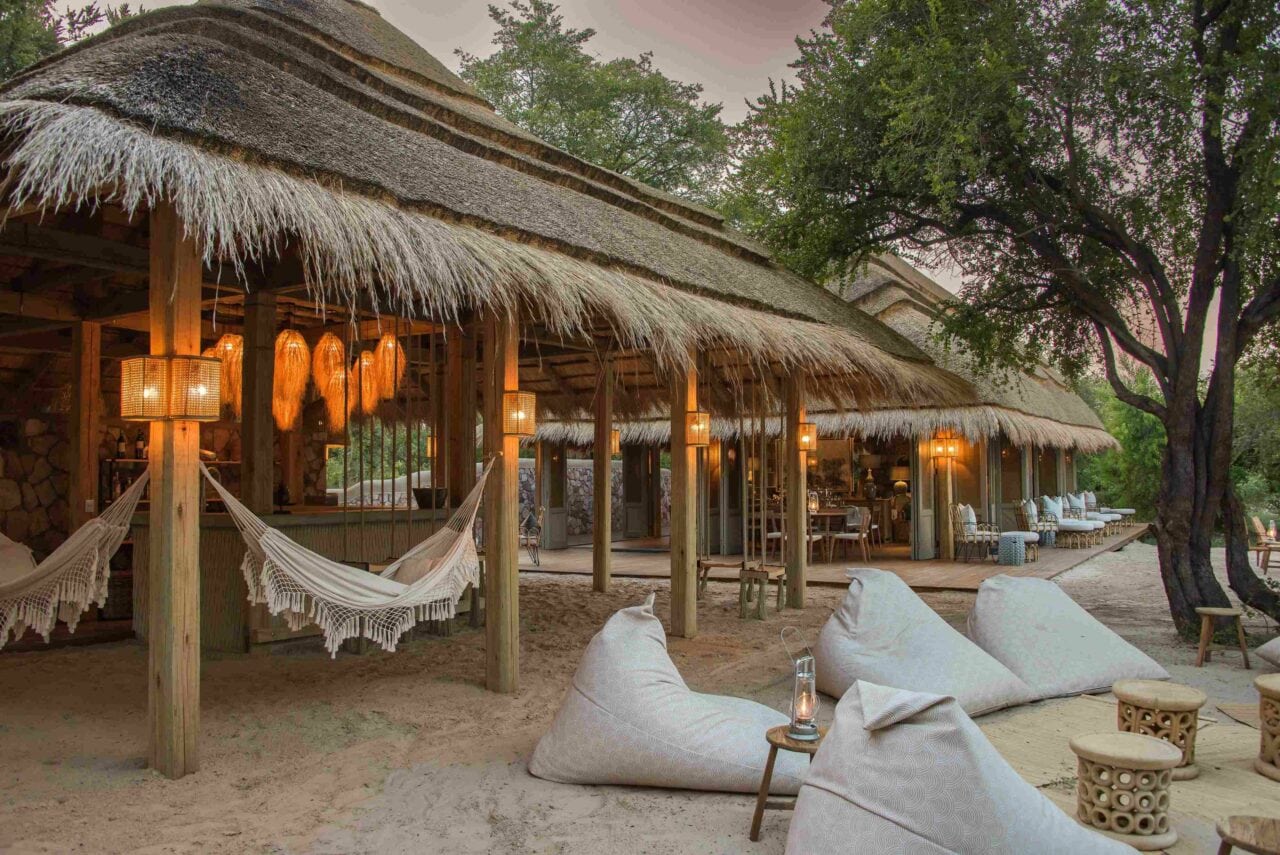 outdoor lounging area at Mpala Jena, Zimbabwe