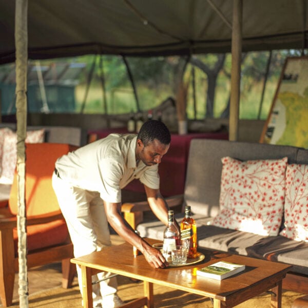 Photo of Serengeti North Wilderness Camp in Tanzania showing lounge drinks being served
