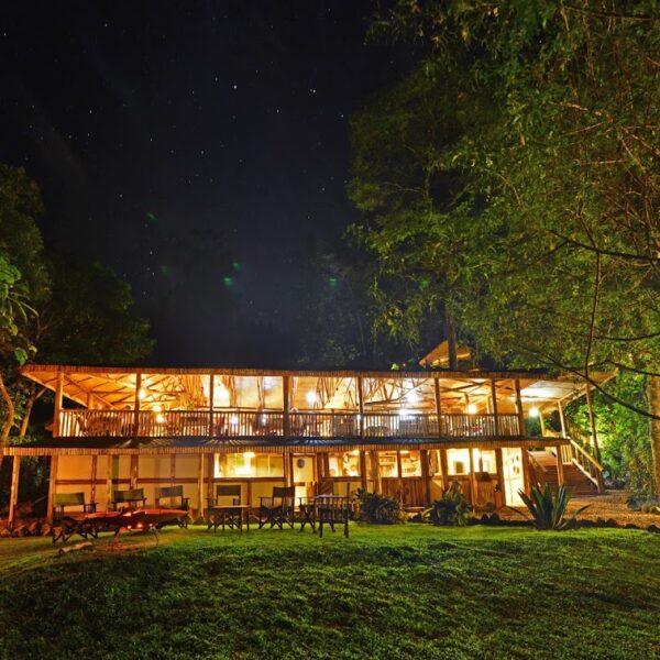 Photo of Buhoma Lodge in Bwindi National Park Uganda, exterior view of main lodge