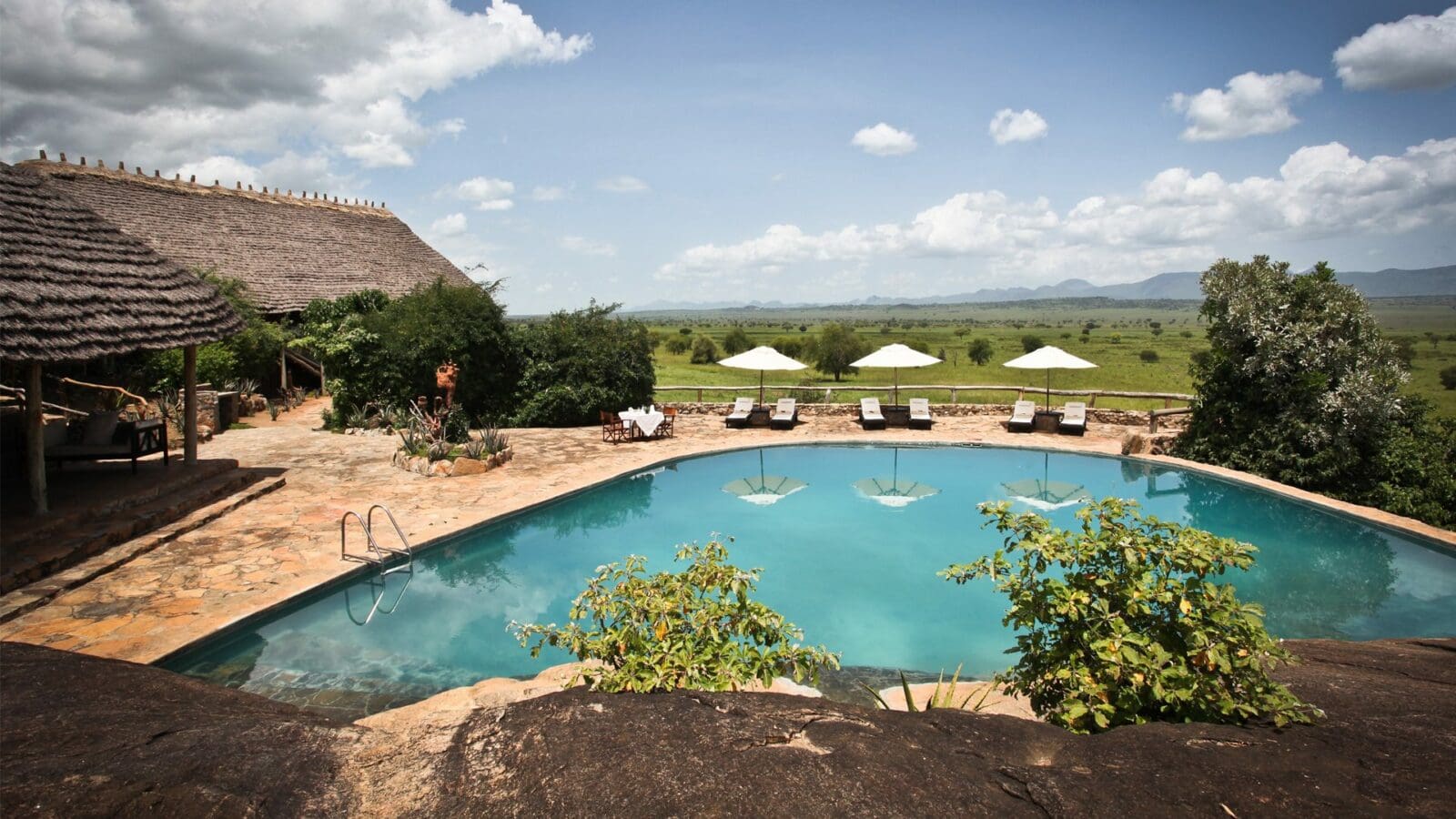 safari lodge guest swimming pool overlooking kidepo national park